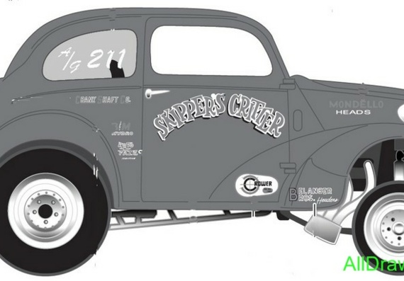 Ford Anglia Drag Racer (1951) - drawings (drawings) of the car